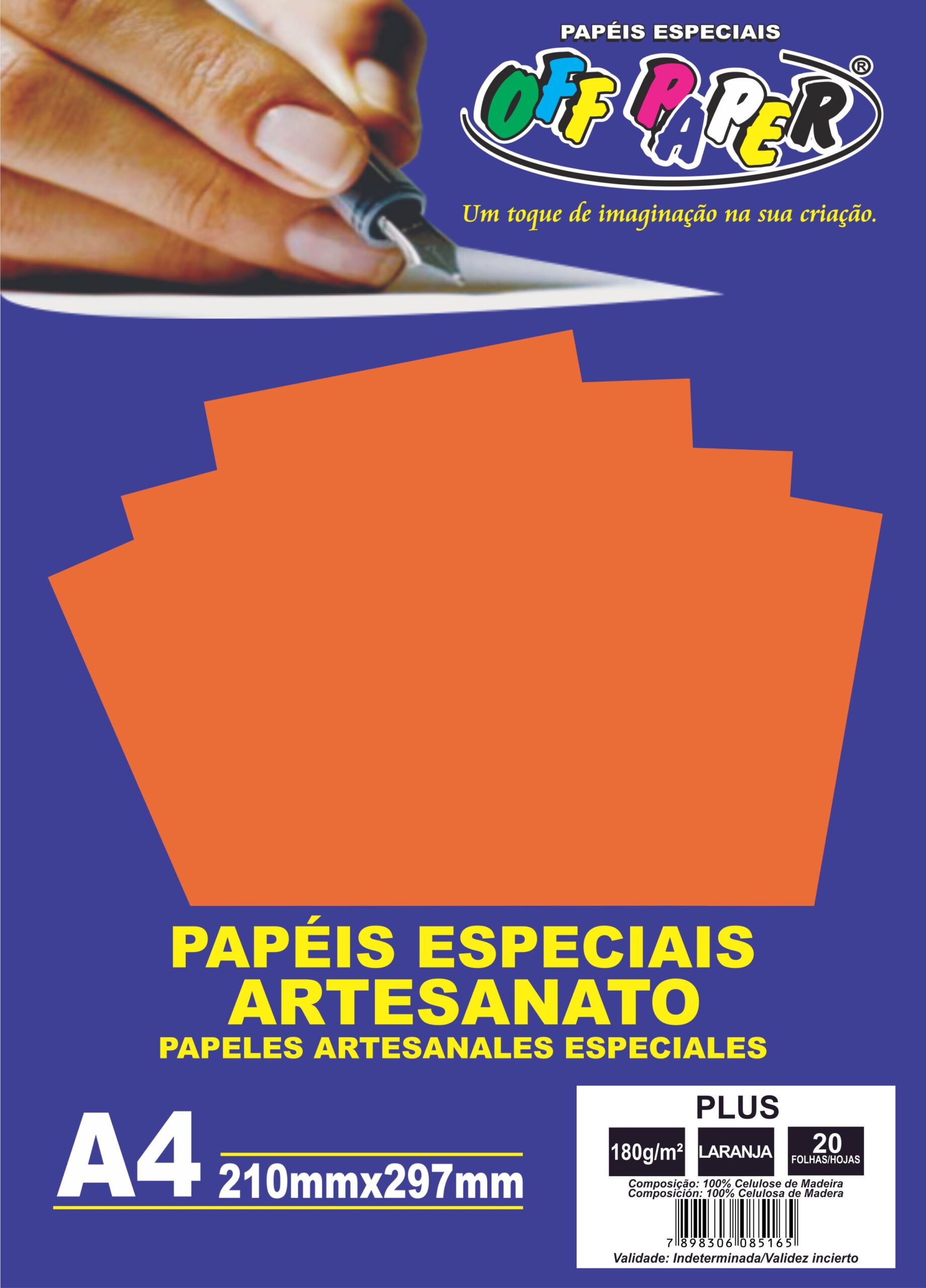 PAPEL OFFPAPER PLUS A4 180G 20FLS LARANJA