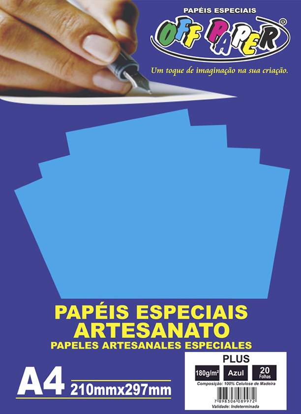 PAPEL OFFPAPER PLUS A4 180G 20FLS AZUL