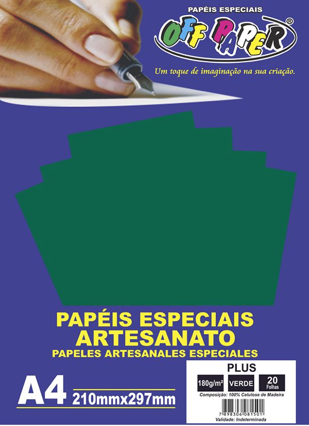 PAPEL OFFPAPER PLUS A4 180G 20FLS VERDE