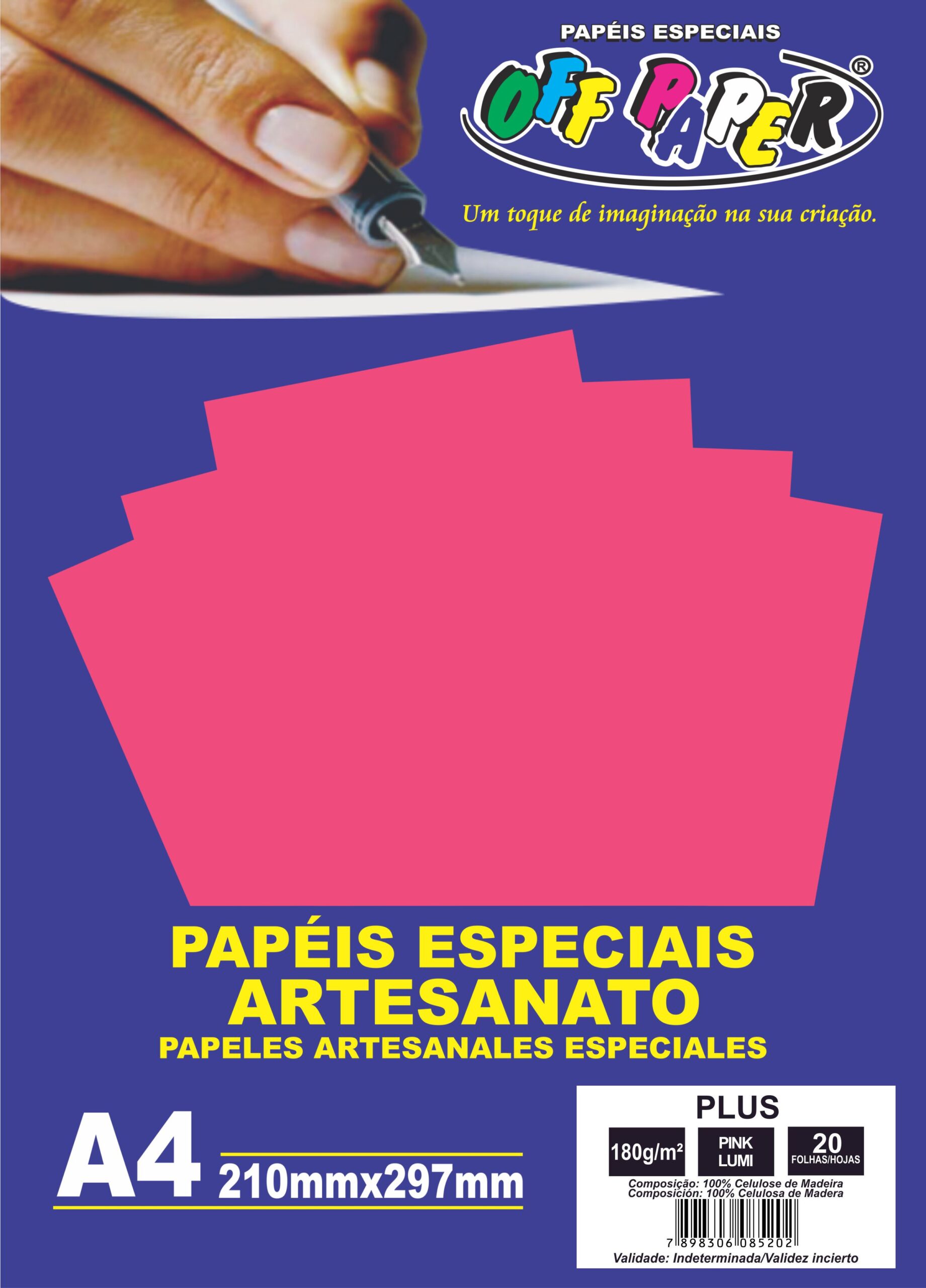 PAPEL OFFPAPER PLUS A4 180G 20FLS PINK LUMI