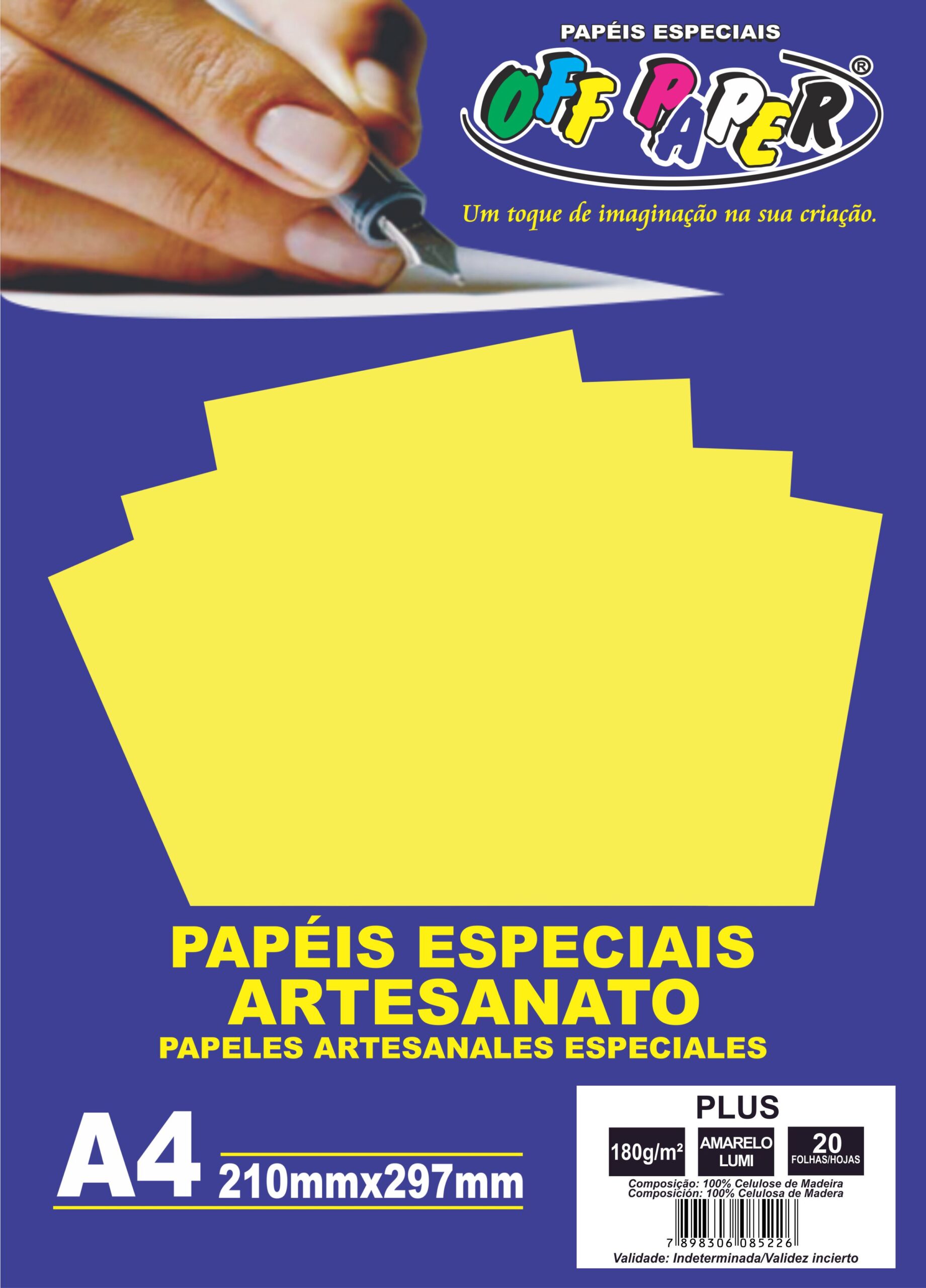 PAPEL OFFPAPER PLUS A4 180G 20FLS AMARELO LUMI
