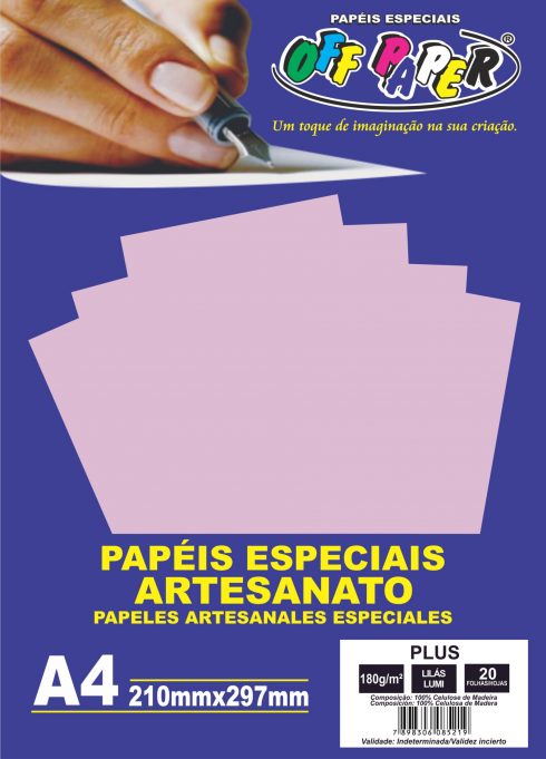 PAPEL OFFPAPER PLUS A4 180G 20FLS LILAS LUMI