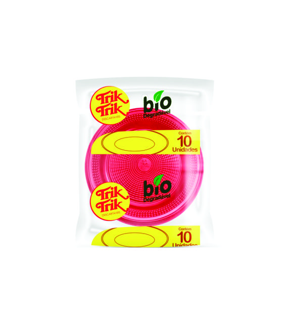 PRATO DESCARTAVEL PB15 10UN BIO VERMELHO TRIK TRIK